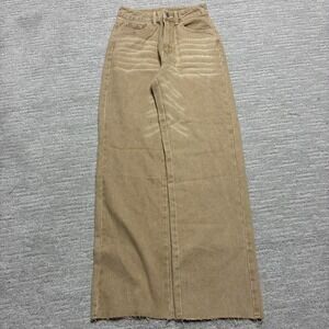 Women's y2k 2000s tan baggy denim stacked loose fit super baggy jeans